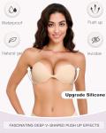 MITALOO Sticky Invisible Push-Up Bra in Beige