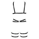 PETMHS Women's Punk Body Harness Lingerie Full Waist Garter Belts Set Strappy Frame Cage Rave bras, Black 83+67, One Size