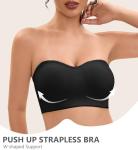 Strapless Push-Up Non-Slip Bandeau Bra Black