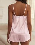 Ekouaer Light Pink Satin Cami Pajama Set