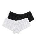 SHARICCA Women's Black & White Ruffle Mesh Boyshorts