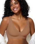 Deep V Seamless Wireless Push Up Bra - Dark Khaki