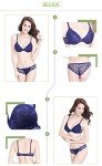 SnowFox Women's Lumiere Lace Push Up Embroidery Bras Set Lace Lingerie Bra and Panties - (Blue 34C)