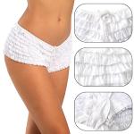 SHARICCA Women's Black & White Ruffle Mesh Boyshorts