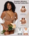 Deep V Seamless Wireless Push Up Bra - Dark Khaki