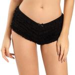 SHARICCA Women's Black & White Ruffle Mesh Boyshorts