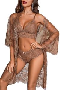 Avidlove Lace Kimono Robe and Sexy Lingerie Set