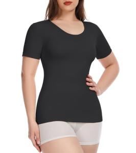 Black Compression Short Sleeve Shapewear Camisole