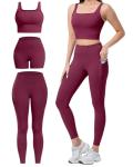 3 Piece Women's Workout Set with Leggings and Bra