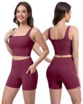 3 Piece Women's Workout Set with Leggings and Bra