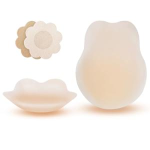 Strapless Backless Sticky Push-Up Bra with Nipple Covers