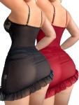 Sheer Lace Corset Babydoll Lingerie Set