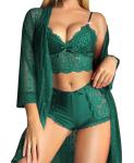 RSLOVE Sexy Lace 3-Piece Lingerie Set in Green
