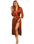 Ekouaer Long Silk Satin Robes for Women