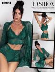 RSLOVE Sexy Lace 3-Piece Lingerie Set in Green