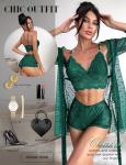 RSLOVE Sexy Lace 3-Piece Lingerie Set in Green