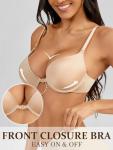Front Closure Push Up Bra with Plunge Design
