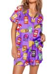 Purple Fast Food Print Matching Pajama Set