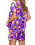 Purple Fast Food Print Matching Pajama Set
