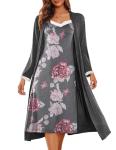 Ekouaer Women's Lace Nightgown and Robe Set