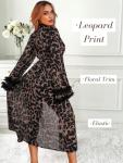 Cheetah Print Sheer Long Kimono Robe for Women