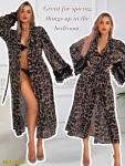 Cheetah Print Sheer Long Kimono Robe for Women