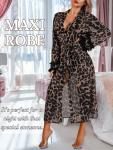 Cheetah Print Sheer Long Kimono Robe for Women