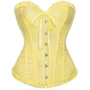 Lace-Up Yellow Bustier Corset Top for Women
