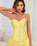 Lace-Up Yellow Bustier Corset Top for Women
