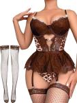 Alrovetoney Underwire Corset Bodysuit Lingerie Set
