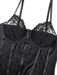 Plus Size Sheer Floral Lace Corset Bodysuit