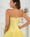 Lace-Up Yellow Bustier Corset Top for Women