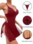 Plus Size Floral Lace Slip Nightgown Set