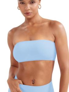 Ice Blue Strapless Padded Bandeau Sports Bra