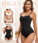 Miguofan Strapless Seamless Bodysuit with Tummy Control