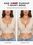 DOBREVA Women's Push Up Bra No Underwire Comfortable Wireless Bras Padded Plunge Blush Beige 36C