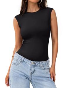 PINKMSTYLE Women's Slim Fit Thong Bodysuit - Black