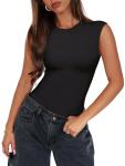 PINKMSTYLE Women's Slim Fit Thong Bodysuit - Black