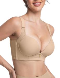 FallSweet Wireless Padded Plunge Bra, Beige 36A
