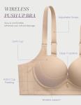 FallSweet Wireless Padded Plunge Bra, Beige 36A