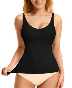 Compression Tank Top with Tummy Control - Black