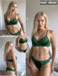 Avidlove Green Floral Lace Bra and Panty Set