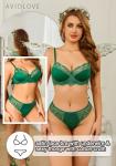Avidlove Green Floral Lace Bra and Panty Set
