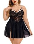 Avidlove Plus Size Lace Babydoll Nightie in Black