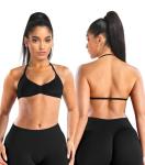 ASERAY Padded Wireless Strappy Sports Bra - Black