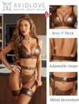 Avidlove Brown Leather Straps Babydoll Lingerie