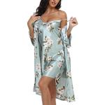 Satin Floral Robe and Lace Cami Set