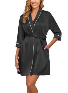 Black Satin Robe for Brides and Bridesmaids