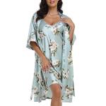 Satin Floral Robe and Lace Cami Set