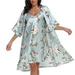 Satin Floral Robe and Lace Cami Set